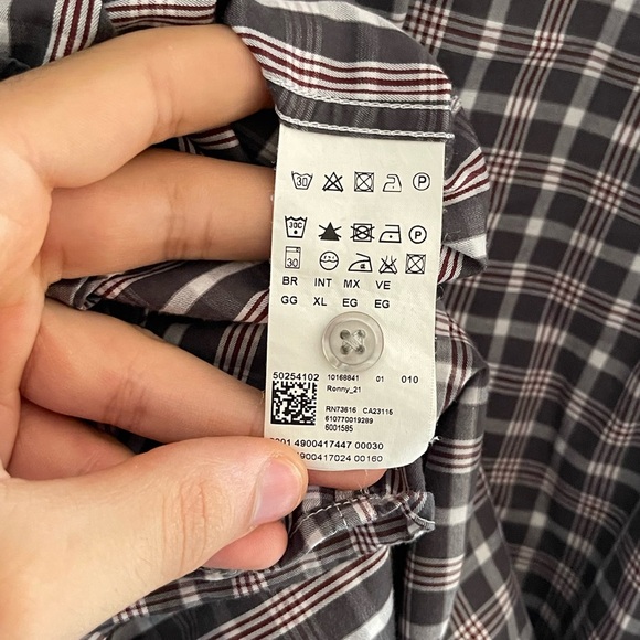 Men’s boss hugo boss slim fit flannel button down shirt size xl - Picture 3 of 4